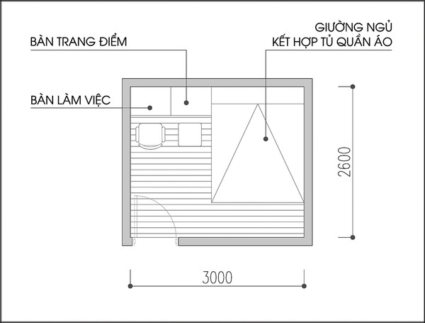 trang tri can ho dep 2 - Làm thế nào để có thể bày trí nội thất phòng ngủ có diện tích 7,8m² cho vợ chồng trẻ?