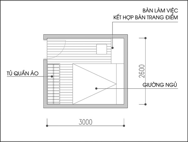 trang tri can ho dep 1 - Làm thế nào để có thể bày trí nội thất phòng ngủ có diện tích 7,8m² cho vợ chồng trẻ?